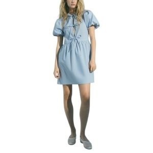 H&M Divided Light Blue Puff Sleeve 100% Cotton Mini Dress S